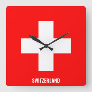 Relógio Quadrado Patriótico suiça Flag Dazzling