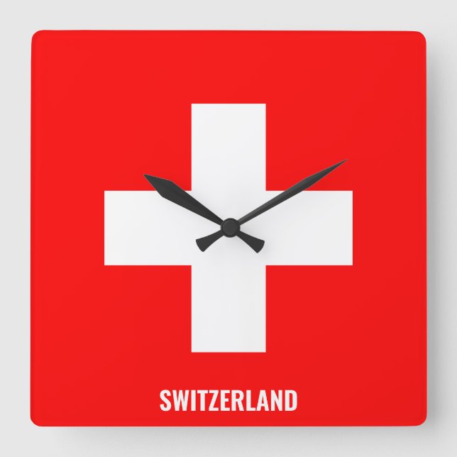 Relógio Quadrado Patriótico suiça Flag Dazzling (Frente)