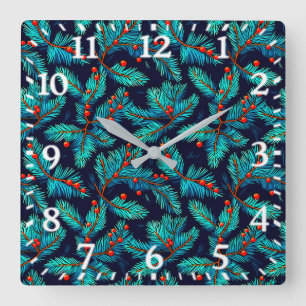Relógio Quadrado Patterno do Fir de Natal- 82397