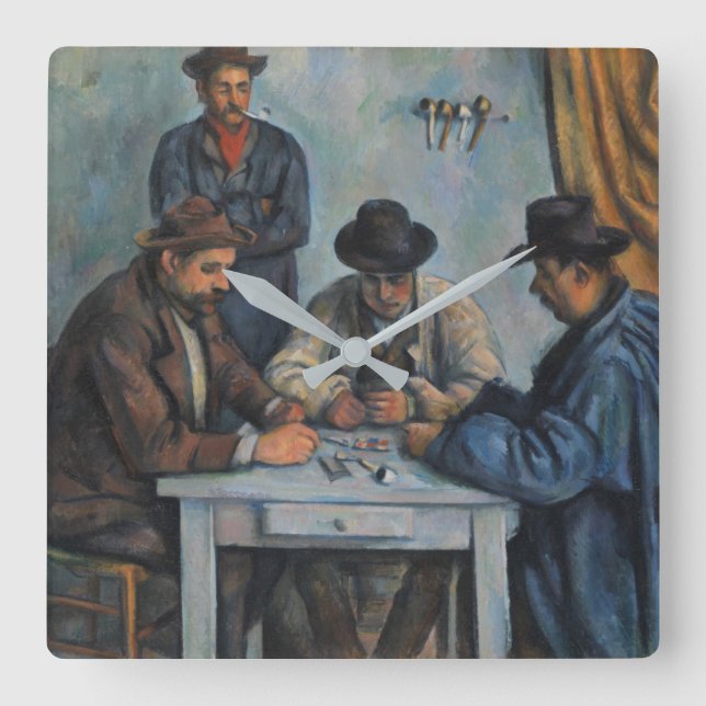 Relógio Quadrado Paul Cezanne | os jogadores de cartão (Frente)