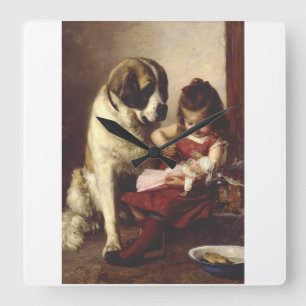 Relógio Quadrado Paul Hermann Wagner: Melhores Amigos Arte Vitorian