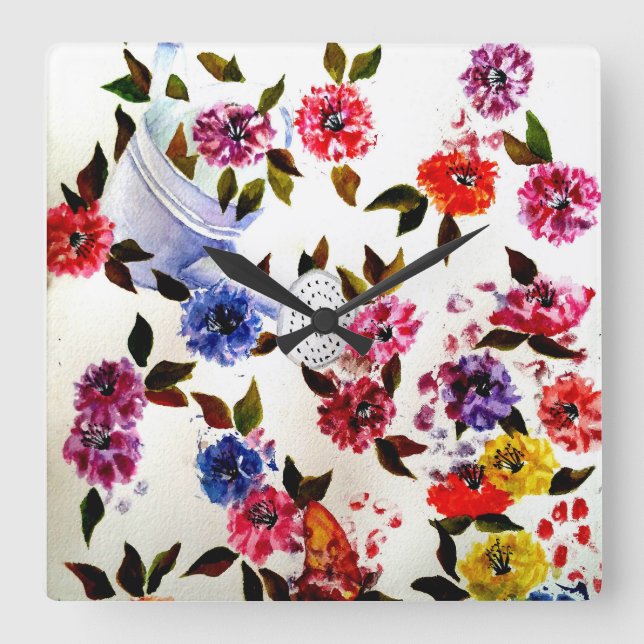 RELÓGIO QUADRADO PAW DO CACHORRO IMPRESSORA ÁGUA (Frente)