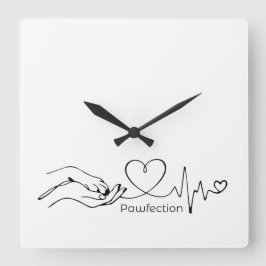 Relógio Quadrado Pawfection One-Line Art – Minimalist Dog Lover