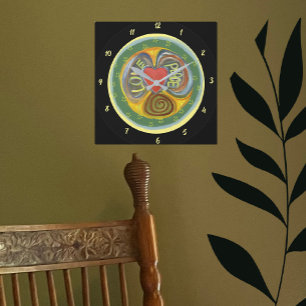 Relógio Quadrado Paz De Amor, Respire O Tempo Da Paz Agora É Muro Q