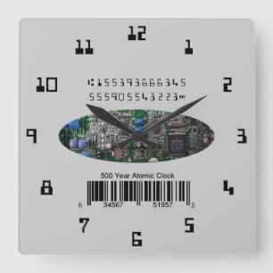 Relógio Quadrado PCB atômico simulado a 500 anos
