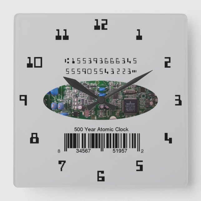 Relógio Quadrado PCB atômicos simulados a 500 anos (Frente)