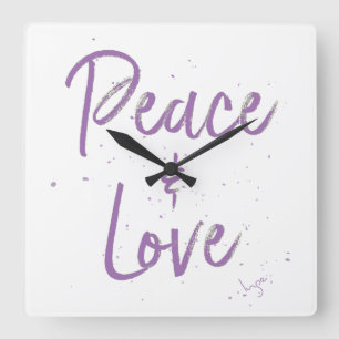 Relógio Quadrado PEACE-and-Love-Purple