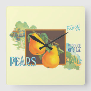 Relógio Quadrado Pears Vintage Crate Wall Clock