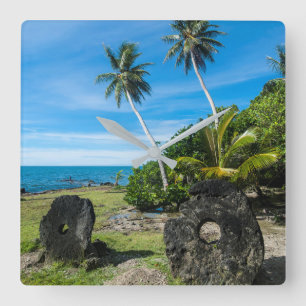 Relógio Quadrado Pedras Rai na Ilha Yap