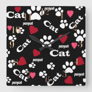Relógio Quadrado Pegadas de gato