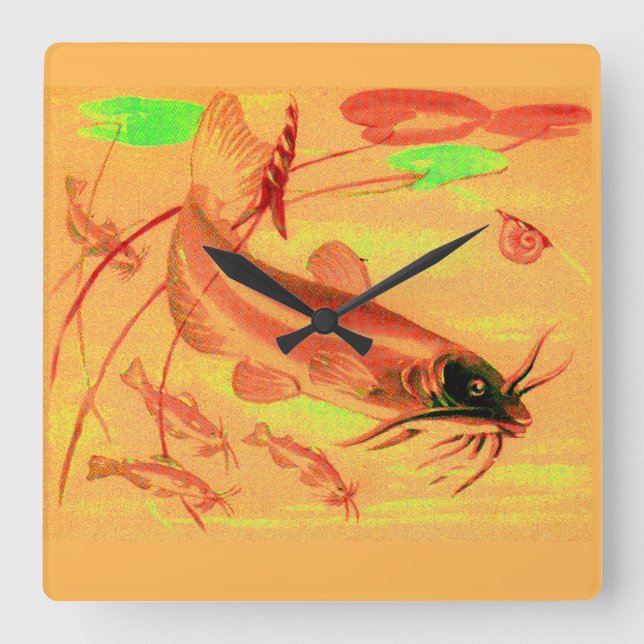 Relógio Quadrado peixe (Frente)