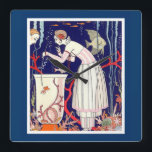 RELÓGIO QUADRADO PEIXE BURACO, FASHÃO DE BELEZA ARTE DECO<br><div class="desc">Colorido vibrante, aquários, submarinos, ilustração de alta moda da Deco 1921 da Arte Francesa com uma bela senhora, peixes Betta, ambiente aquático, corais vermelhos, plantas d'água em azul marinho branco, cores lacrimogêneas .design Legal, moderno e artístico.é perfeito para cabeleireiro, cabelos na moda, artistas teatrais, figurantes, joias, joias, joias, joias, joias,...</div>