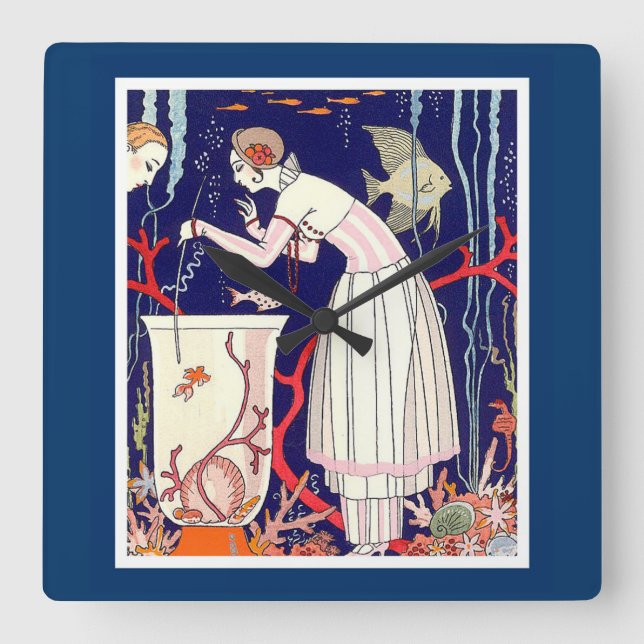 RELÓGIO QUADRADO PEIXE BURACO, FASHÃO DE BELEZA ARTE DECO (Frente)