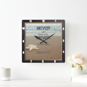 Relógio Quadrado Peixe-estrela da praia Hebraicos 13:5