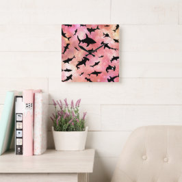 Relógio Quadrado Peixes-tubarão-frade-modernos baleia-do-mar sob a 