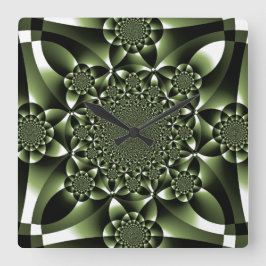 Relógio Quadrado Películas de Folha Verde Branco