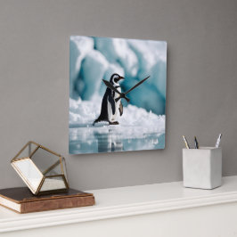 Relógio Quadrado Penguin On Iceberg
