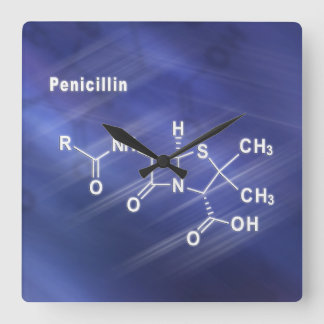 Relógio Quadrado Penicilina, antibiótico, química estrutural