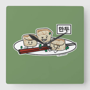 Relógio Quadrado Pequeno almoço coreano hangul do dim sum da