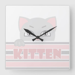 Relógio Quadrado Pequeno gatinho