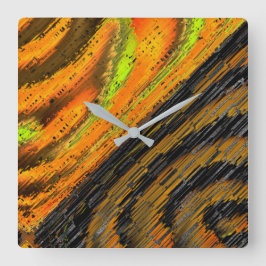 Relógio Quadrado Pequeno mosaico amarelado e deformado