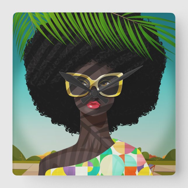 Relógio Quadrado Perfectly Palm Springs (Frente)