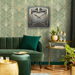 Relógio Quadrado Perfeição geométrica em um Art Deco<br><div class="desc">Perfeição geométrica, elegância dourada e charme vintage puro. Perfeito para o amante de design com gosto clássico.</div>