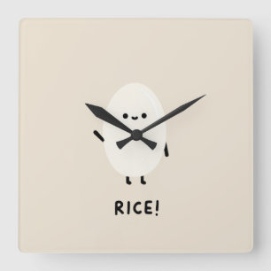 Relógio Quadrado personagem de arroz fofo minimalista desi kawaii e