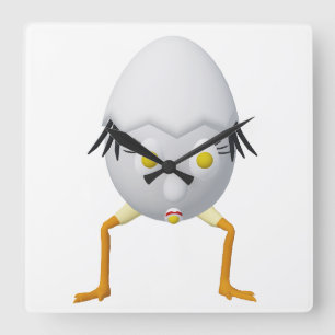 Relógio Quadrado Personagem de Ovo Excêntrico RG & RA Design Fofo