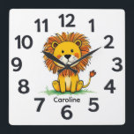 Relógio Quadrado Personalised Child's Wall Clock<br><div class="desc">Square. Size 10.75" x 10.75". Easoly change the name on the design template to personalise. Makes a great kid's gift. This wall clock is vibrantly printed with AcryliPrint®HD process to ensure the highest quality display of any content. Order this deco style wall clock for your walls or give to friends...</div>