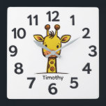 Relógio Quadrado Personalised Child's Wall Clock<br><div class="desc">Square. Size 10.75" x 10.75". Easoly change the name on the design template to personalise. Makes a great kid's gift. This wall clock is vibrantly printed with AcryliPrint®HD process to ensure the highest quality display of any content. Order this deco style wall clock for your walls or give to friends...</div>