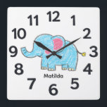 Relógio Quadrado Personalised Child's Wall Clock<br><div class="desc">Square. Size 10.75" x 10.75". Easoly change the name on the design template to personalise. Makes a great kid's gift. This wall clock is vibrantly printed with AcryliPrint®HD process to ensure the highest quality display of any content. Order this deco style wall clock for your walls or give to friends...</div>