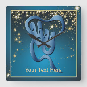 Relógio Quadrado Personalizada Máscara Azul De Teatro De Comédia 