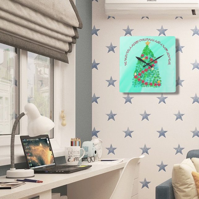 RELÓGIO QUADRADO PERSONALIZADO, DESEJAMOS UM NATAL DE MERGULHO (Criador carregado)