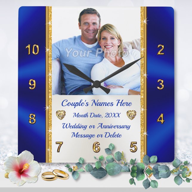 Relógio Quadrado Personalizado, Presente de Casamento para Casal Ma (What is an appropriate gift for a second marriage. Photo Wedding Clock, don't take up much space. )