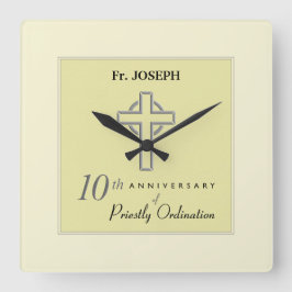 Relógio Quadrado Personalizar, 10º aniversário do Padre Emboscada