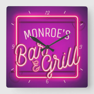 Relógio Quadrado Personalizar a Grelha do Bar Retrovisor do Sinal d