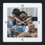 Relógio Quadrado Personalizar Adicionar a Foto<br><div class="desc">Substitua esta foto de exemplo por uma foto da sua família,  ou qualquer tipo de foto que você preferir e valorizar como um guardião. Adicione fotos da família,  avós,  animais de estimação e muito mais.</div>