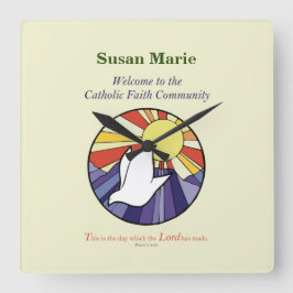 Relógio Quadrado Personalizar nome, círculo de porta RCIA em amarel