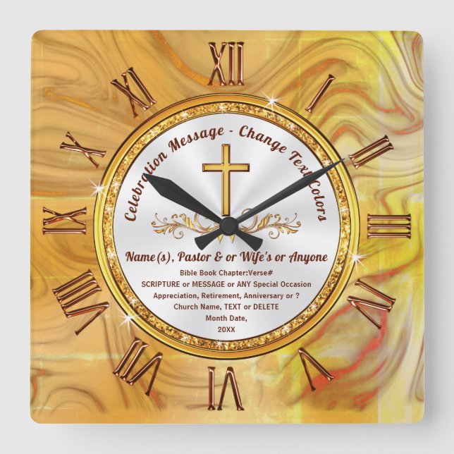 Relógio Quadrado Personalized, Clock with Bible Verse or Your Text (Frente)