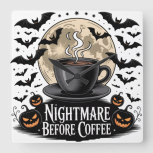 Relógio Quadrado Pesadelo Antes Do Café Halloween