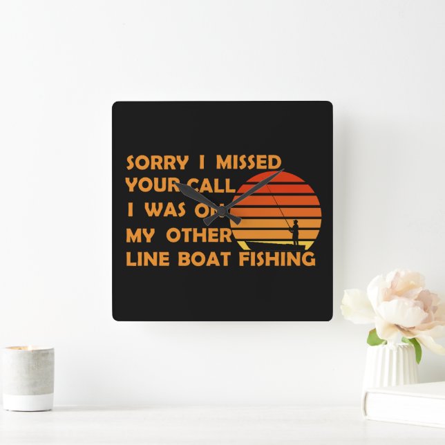 Relógio Quadrado Pesca engraçado (Lar)