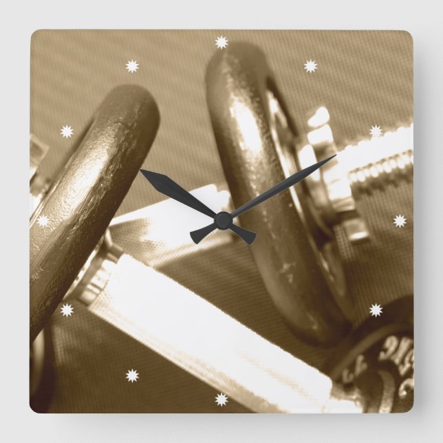 Relógio Quadrado Pesos do Dumbbell do Gym (Frente)