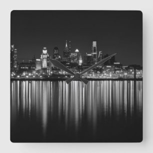 Relógio Quadrado Philly night b/w