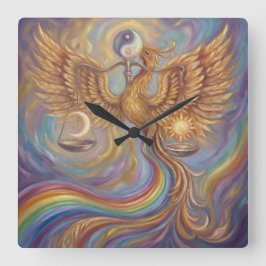 Relógio Quadrado Phoenix Balance Spiritual Wall Tapestry