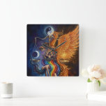 Relógio Quadrado Phoenix Balance Spiritual Wall Tapestry<br><div class="desc">Bring powerful symbolism and artistic beauty into your space with this stunning Phoenix wall clock. Inspired by the legendary Phoenix, a timeless symbol of rebirth, transformation, and inner strength, this design blends mystical energy with a sense of harmony and balance. Perfect for meditation rooms, bedrooms, offices, or any space that...</div>