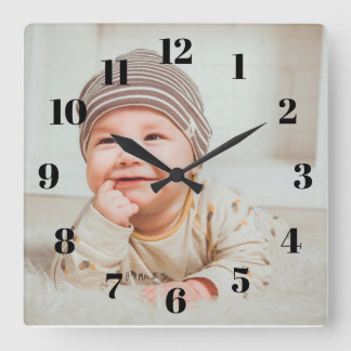 Relógio Quadrado Photo Clock Custom Wall Clock Add Your Own Photo