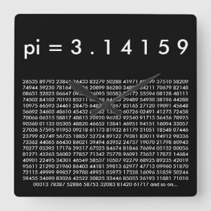 Relógio Quadrado pi= 3,14159 Dígitos de Dia Pi da Ciência da Matemá