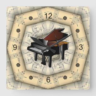 Relógio Quadrado Piano ~ Design Musical Estranho ~ Exclusivo ~