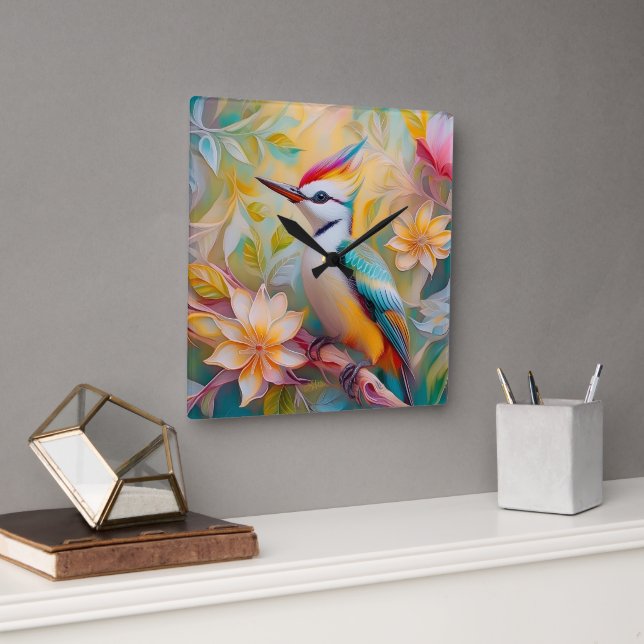 Relógio Quadrado Pica-Pica-Pica-Pica-Pica-Pau Juvenil (Escritório)